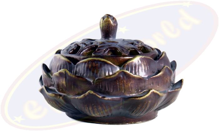 Räucherkegel Halter Lotus braun 11x7cm