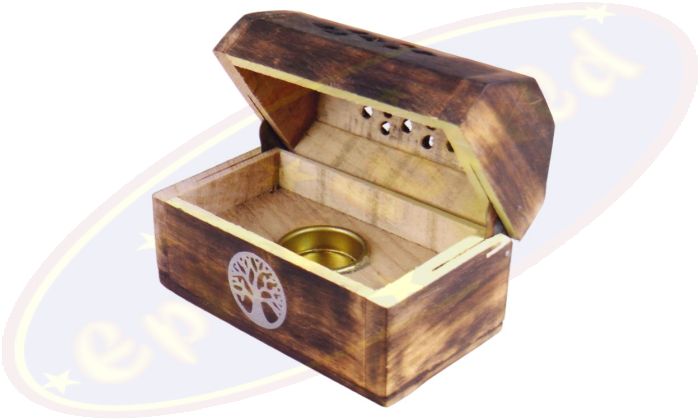 Räucherkegelbox Holz Motiv Baum des Lebens