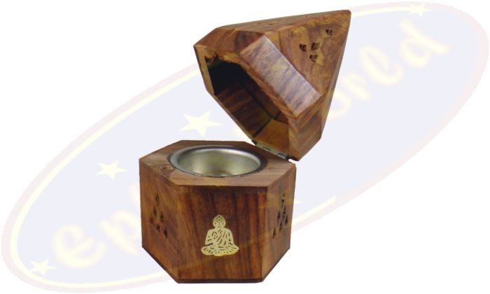 Räucherkegelbox Hexagon große Einlage Motiv Buddha