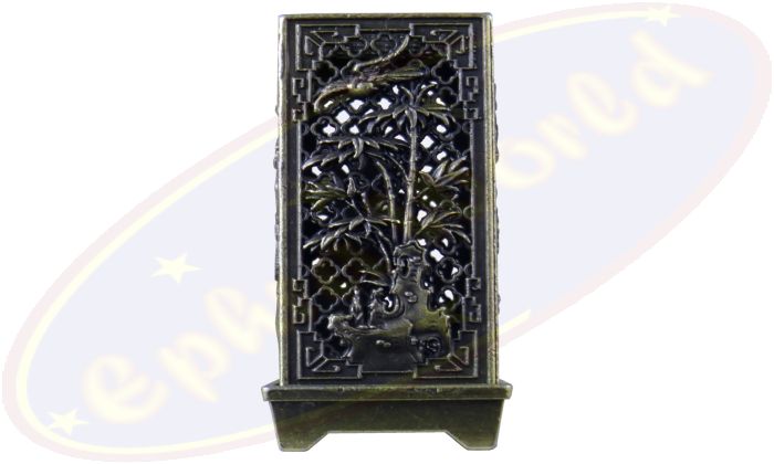 Räucherkegelbrenner chinesisches Muster 4-eckig Bronze 6cm