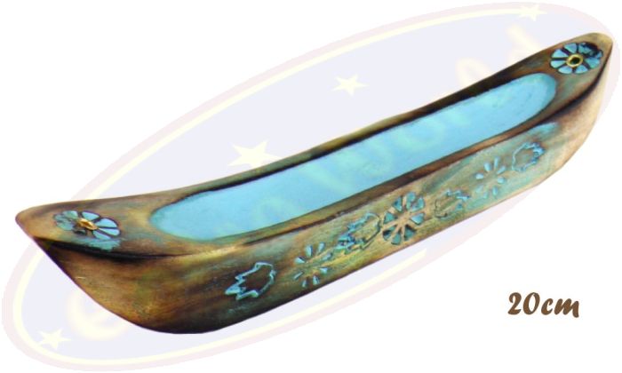 Räucherstäbchenhalter Boot blau Holz 20cm