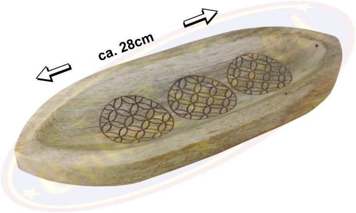 Räucherstäbchenhalter Boot groß Blume des Lebens Mangoholz 28cm