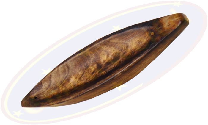 Räucherstäbchenhalter Boot breit geflammt Holz 26cm
