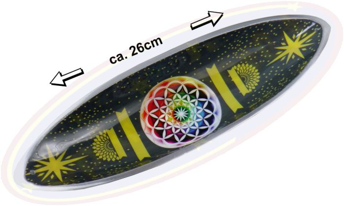 Räucherstäbchenhalter Boot Metall Blume des Lebens-Motiv bunt 26cm