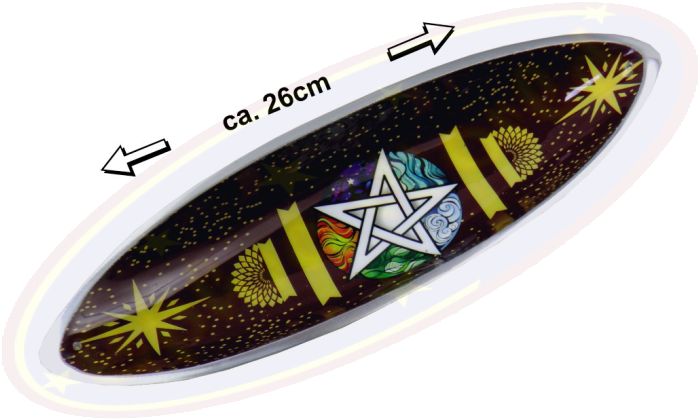 Räucherstäbchenhalter Boot Metall Pentagram-Motiv bunt 26cm