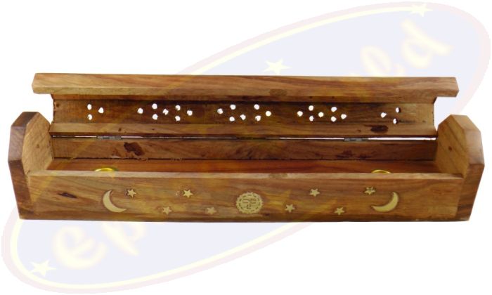 Komfort Räucherstäbchenhalter Box Motiv Sonne, Mond & Sterne
