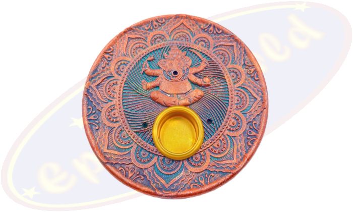 Räucherstäbchenhalter Schale Ganesh rund bronze