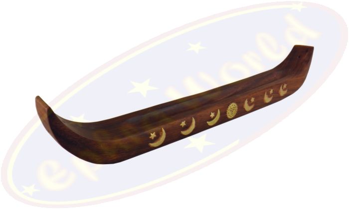 Räucherstäbchenhalter Langboot dunkelbraun Holz 39cm