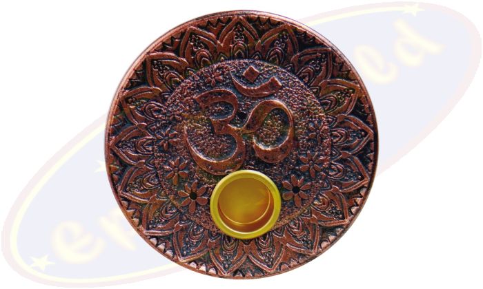 Räucherstäbchenhalter Schale Om rund bronze