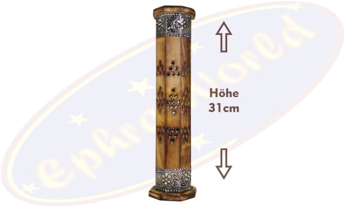 Räucherturm Mangoholz geflammt & Metall 8-eckig 2-teilig 31cm