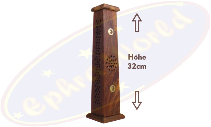 Räucherturm Yin Yang Holz 2-teilig 32cm