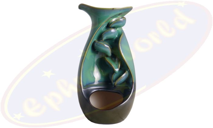 Rückflussräucherkegel-Gefäß Vase grün-blau-braun Keramik