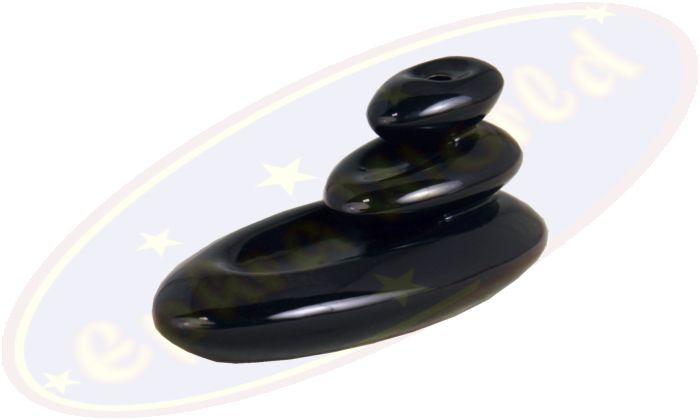 Rückflussräucherkegelgefäß drei Kieselsteine schwarz Keramik