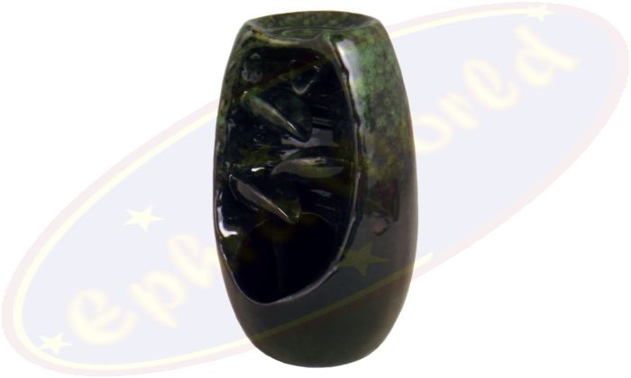 Rückflussräucherkegelgefäß 4 Stufen-Wasserfall in Vase schwarz-grün meliert Keramik