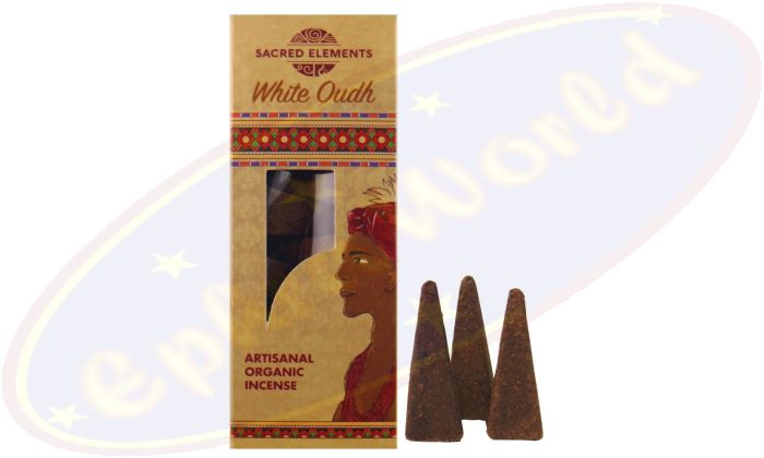 Sacred Elements Jumbo Organic Räucherkegel White Oudh