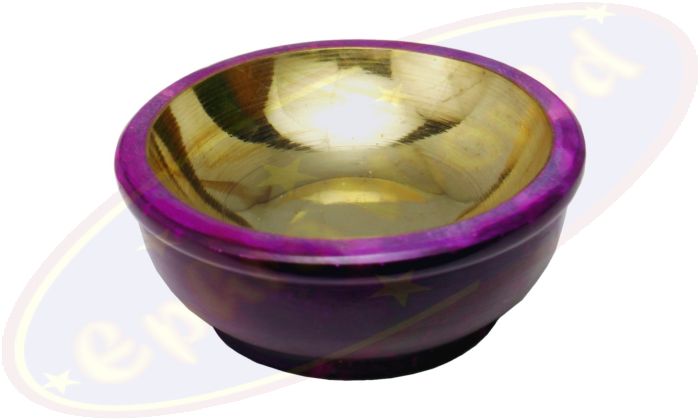 Specksteinschale mit Messingeinsatz violett 3cmx6,5cm