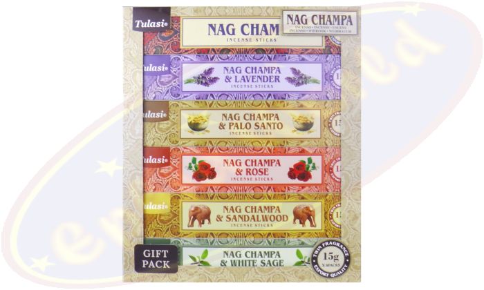 Tulasi Nag Champa Masala Räucherstäbchen Set 6x15g