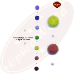 7 Chakren Deckenhänger aus Schafswollekugeln & Halbedelsteinen