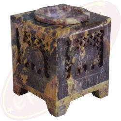 Duftlampe orientalisch Elefanten 2-teilig braun marmoriert Speckstein