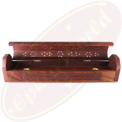 Komfort Räucherstäbchenhalterbox Blume des Lebens geschnitzt