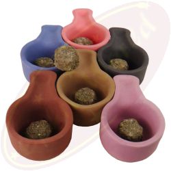 Sahumador Räuchergefäß rund mit Griff unifarben Ton H. 5cm