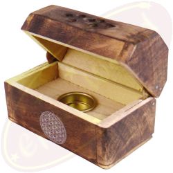 Räucherkegelbox Holz Motiv Blume des Lebens