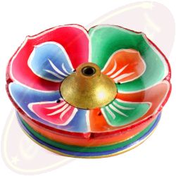 Räucherstäbchenhalter Schale Lotus bunt Tibet Holz