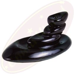 Rückflussräucherkegelgefäß vier Kieselsteine schwarz Keramik