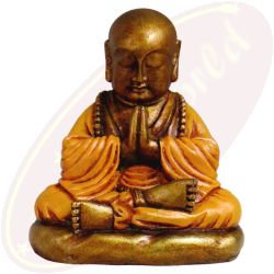 Shaolin Mönch Figur orange gold Polyresin 16 cm