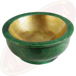 Specksteinschale mit Messingeinsatz grün 3cmx6,5cm