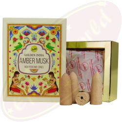 Sree Vani Golden India Backflow Cones/Rückflussräucherkegel Amber Musk