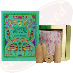 Sree Vani Golden India Backflow Cones/Rückflussräucherkegel White Sage/Weißer Salbei