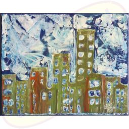 Abstraktes Acrylgemälde Eiskalt von Wanda Tauer