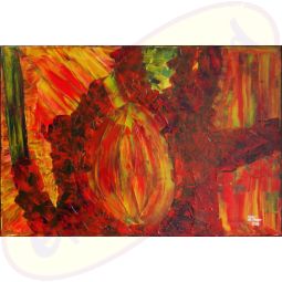 Abstraktes Acrylgemälde Steinobst von Wanda Tauer