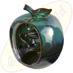 Rückfluss-Räucherkegel Gefäß Apfel mit Wasserfall mosgrün