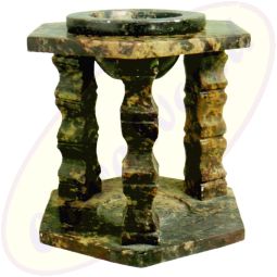 Duftlampe orientalisch Hexagonal 2-teilig braun marmoriert Speckstein