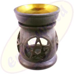 Duftölbrenner/Duftlampe Pentagram Speckstein Messingeinlage