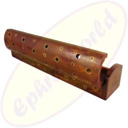 Edle Komfort-Räucherstäbchenhalterbox Sheeshamholz Messingeinlagen Ringe