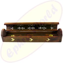 Räucherstäbchenhalter Box aus Holz mit Om Motiv