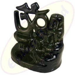 Rückfluss-Räucherkegelhalter Om schwarz Keramik