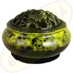 Räuchergefäß Glänzend Gelb Schwarz Marmoriert Keramik 10x6,5cm