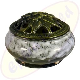 Räuchergefäß Glänzend Grau Schwarz Marmoriert Keramik 10x6,5cm