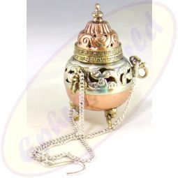 Räuchergefäß Antikoptik Metall mit Kette 9x14cm