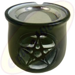 Räuchergefäß Pentagram schwarz Speckstein 8,5 x 9cm