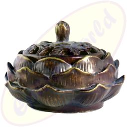 Räucherkegel Halter Lotus in braun 11x7cm