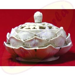 Räucherkegel Halter Lotus in weiß 11x7cm