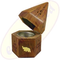 Räucherkegelbox Hexagon große Einlage Motiv Elefant