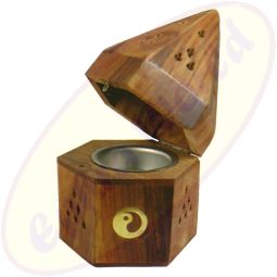 Räucherkegelbox Hexagon große Einlage Motiv Yin Yang