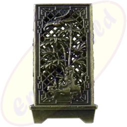 Räucherkegelbrenner chinesisches Muster 4-eckig Bronze 6cm