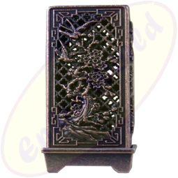 Räucherkegelbrenner chinesisches Muster 4-eckig Kupfer 6cm